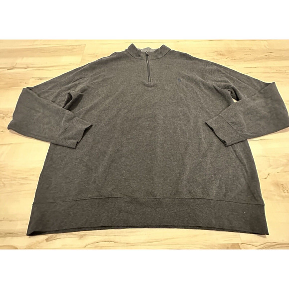 POLO RALPH LAUREN Men XLT Cotton Quarter-Zip Pullover Sweatshirt Gray - Picture 1 of 7